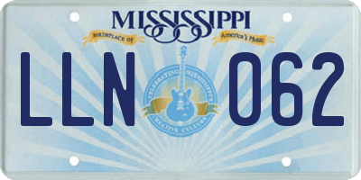 MS license plate LLN062