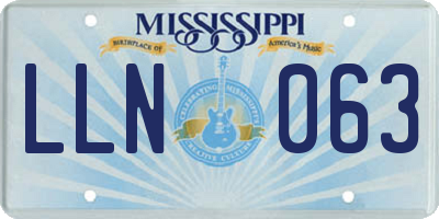 MS license plate LLN063