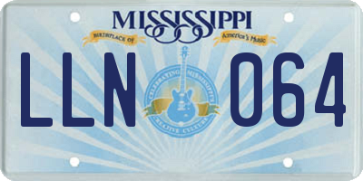 MS license plate LLN064