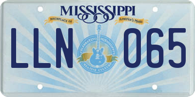 MS license plate LLN065