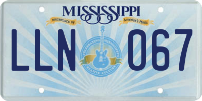 MS license plate LLN067