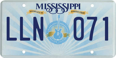 MS license plate LLN071