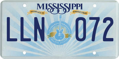 MS license plate LLN072