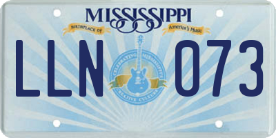 MS license plate LLN073