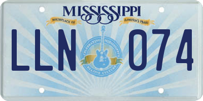 MS license plate LLN074