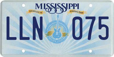 MS license plate LLN075