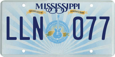 MS license plate LLN077