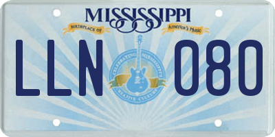 MS license plate LLN080