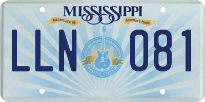 MS license plate LLN081