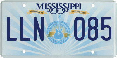 MS license plate LLN085