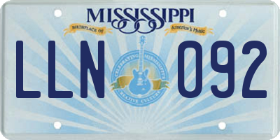 MS license plate LLN092