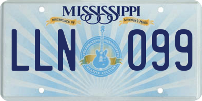 MS license plate LLN099