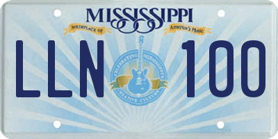 MS license plate LLN100