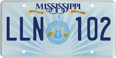 MS license plate LLN102