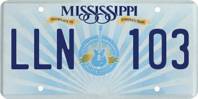MS license plate LLN103
