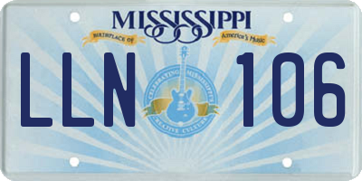 MS license plate LLN106