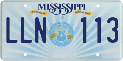 MS license plate LLN113