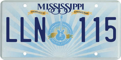 MS license plate LLN115