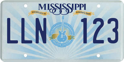 MS license plate LLN123