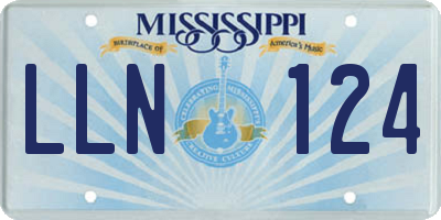 MS license plate LLN124