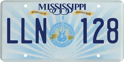 MS license plate LLN128