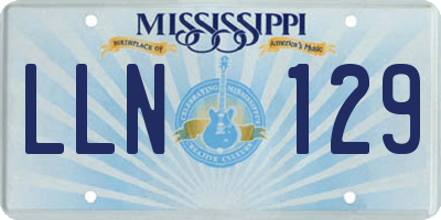 MS license plate LLN129
