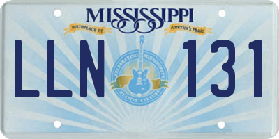 MS license plate LLN131