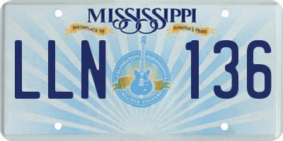 MS license plate LLN136