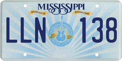 MS license plate LLN138