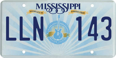 MS license plate LLN143