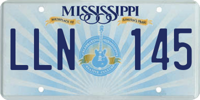 MS license plate LLN145