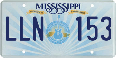 MS license plate LLN153