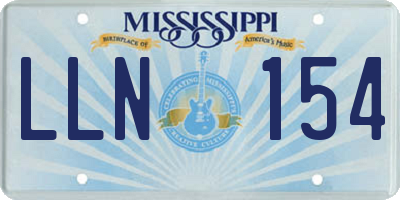 MS license plate LLN154