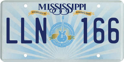 MS license plate LLN166