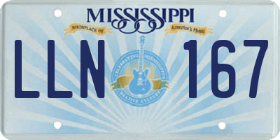 MS license plate LLN167