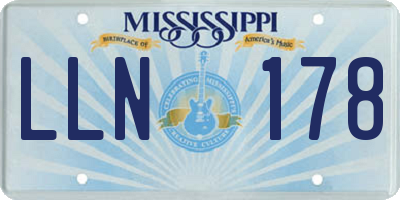 MS license plate LLN178