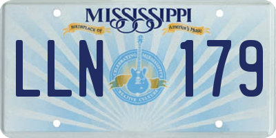 MS license plate LLN179