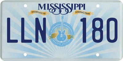 MS license plate LLN180