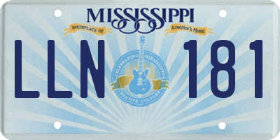 MS license plate LLN181