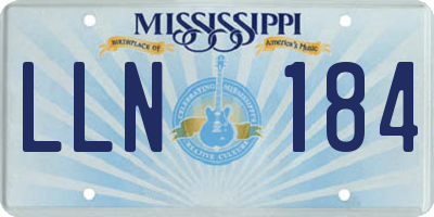 MS license plate LLN184