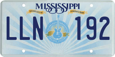 MS license plate LLN192