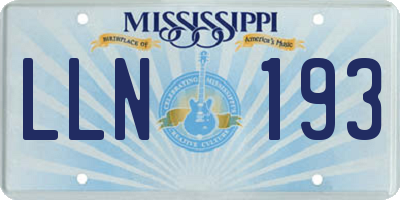 MS license plate LLN193