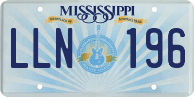 MS license plate LLN196
