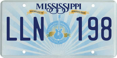 MS license plate LLN198