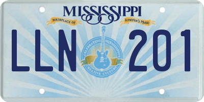 MS license plate LLN201