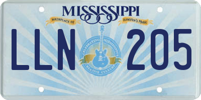 MS license plate LLN205