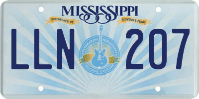 MS license plate LLN207