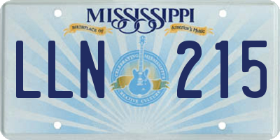 MS license plate LLN215