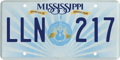 MS license plate LLN217
