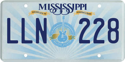 MS license plate LLN228